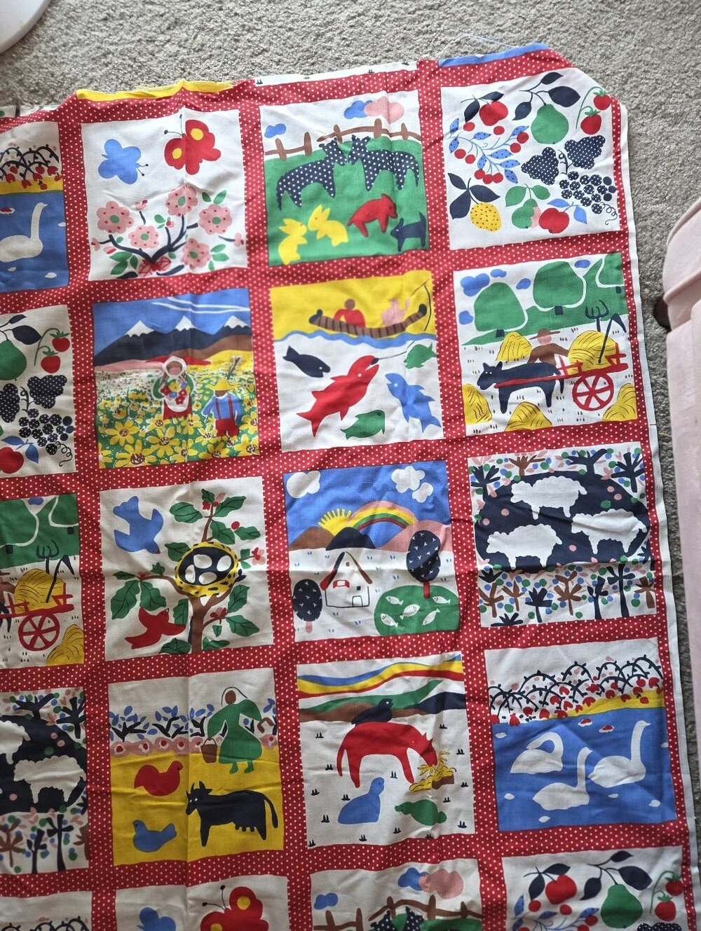 Vintage Spring Mills Farm Sewing Quilting Fake Quilt Cotton Fabric